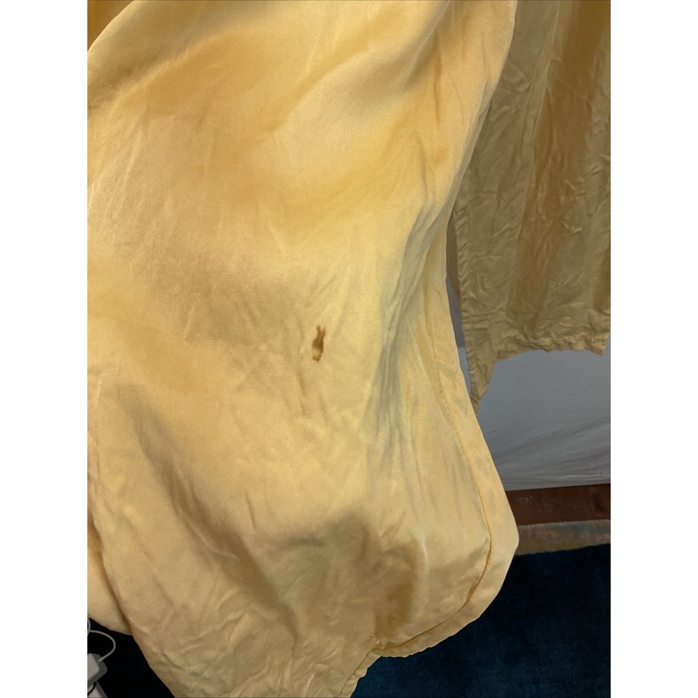 VTG Victorias Secret Yellow Silk Pajama Set MD sleeveless embroidered / pants - Picture 6 of 14
